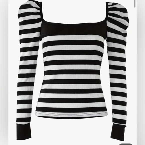 Striped Puffy Sleeve Top - Picture 1 of 2